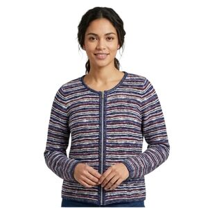 Northern Reflections Zipper Carsigan Sparkle Blue and Red STRIPE Sweater